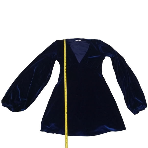 Tularosa Ryland Royal Blue Velvet Long Sleeve Deep V-Neck Empire Waist  Xsmall - Picture 12 of 13